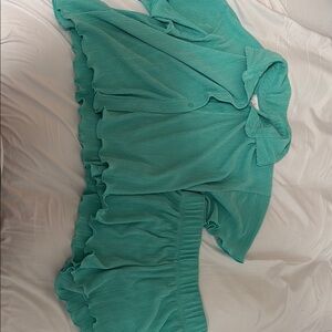 Colsie Teal Ruffled Two-Piece Set